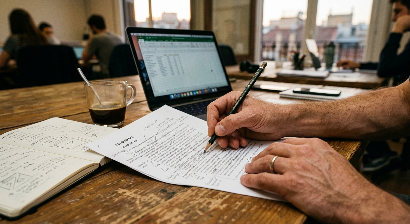 autoexigència a la feina revisant documents una vegada i una altra