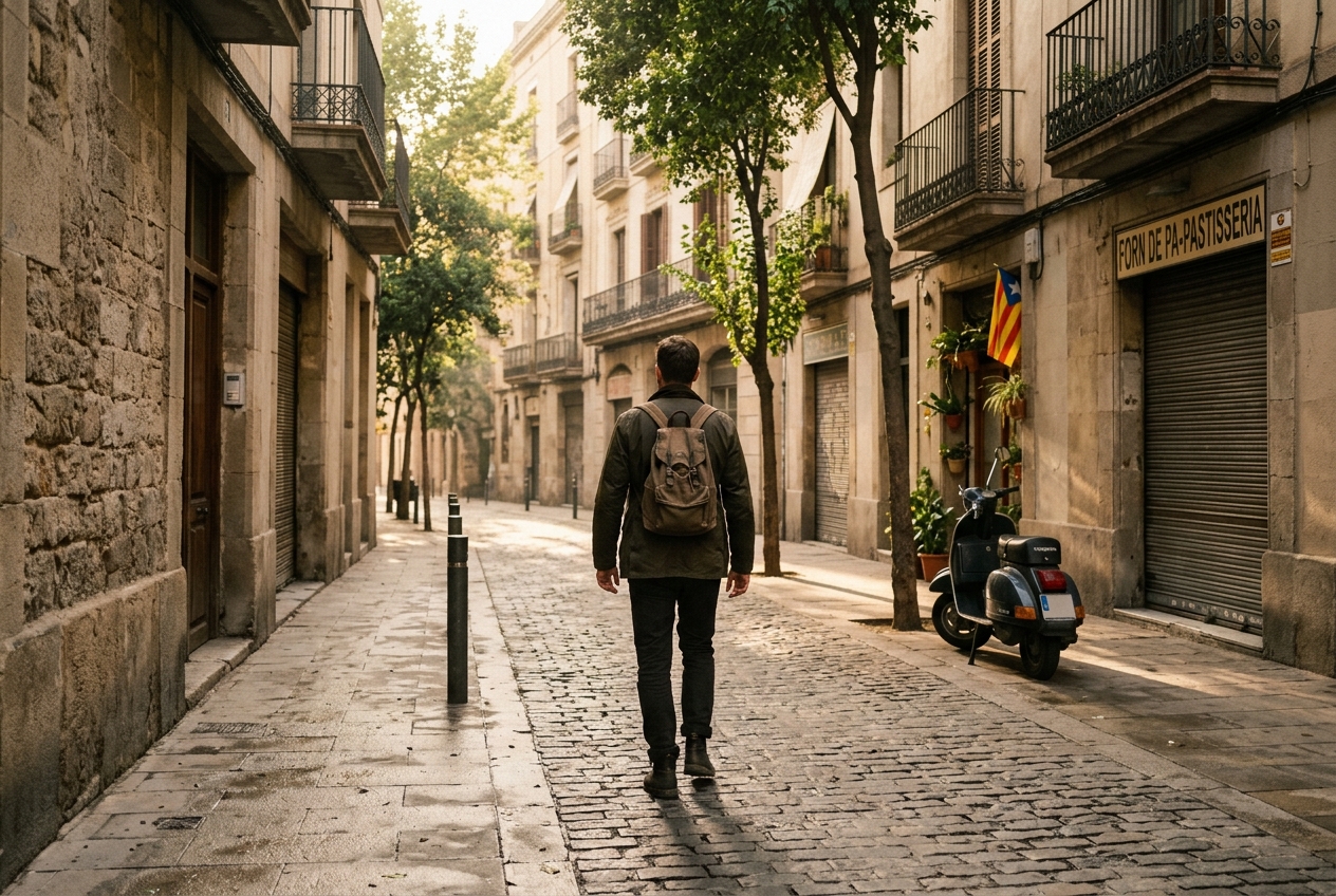 Home caminant mati Barcelona, reorientacio vital