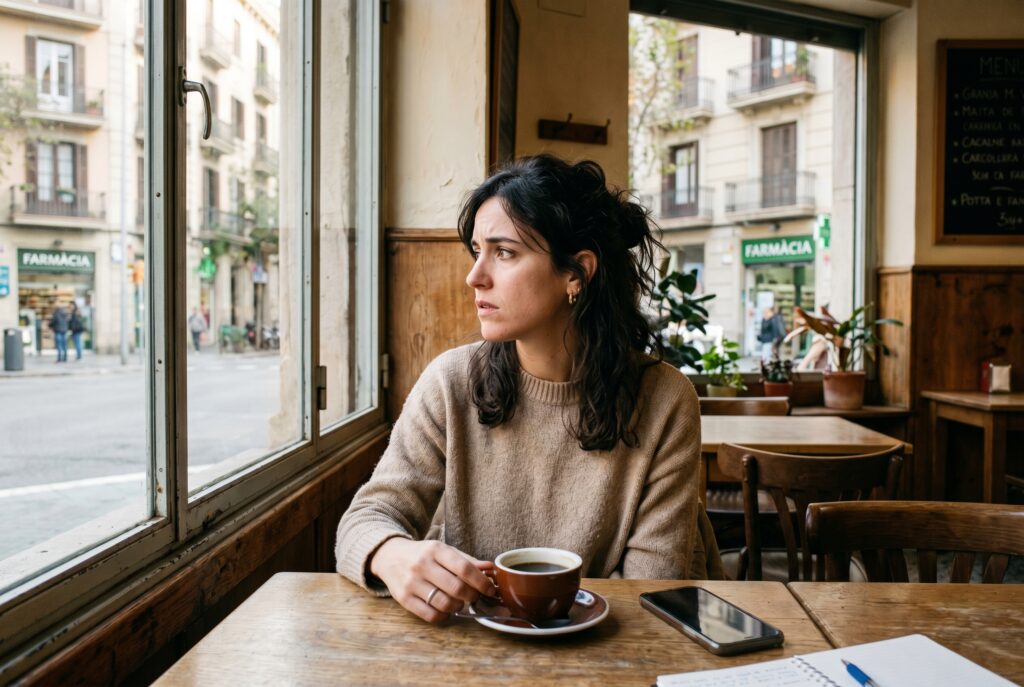 Persona pensativa junto a una ventana