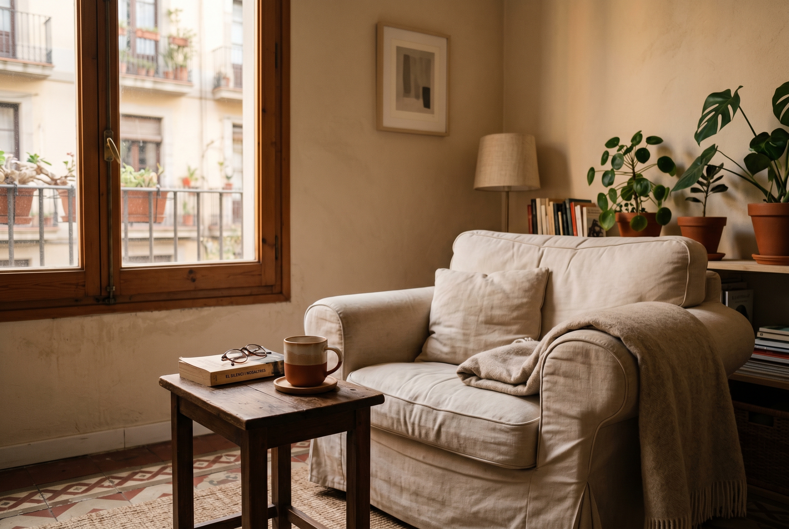 Espacio interior cálido en Barcelona