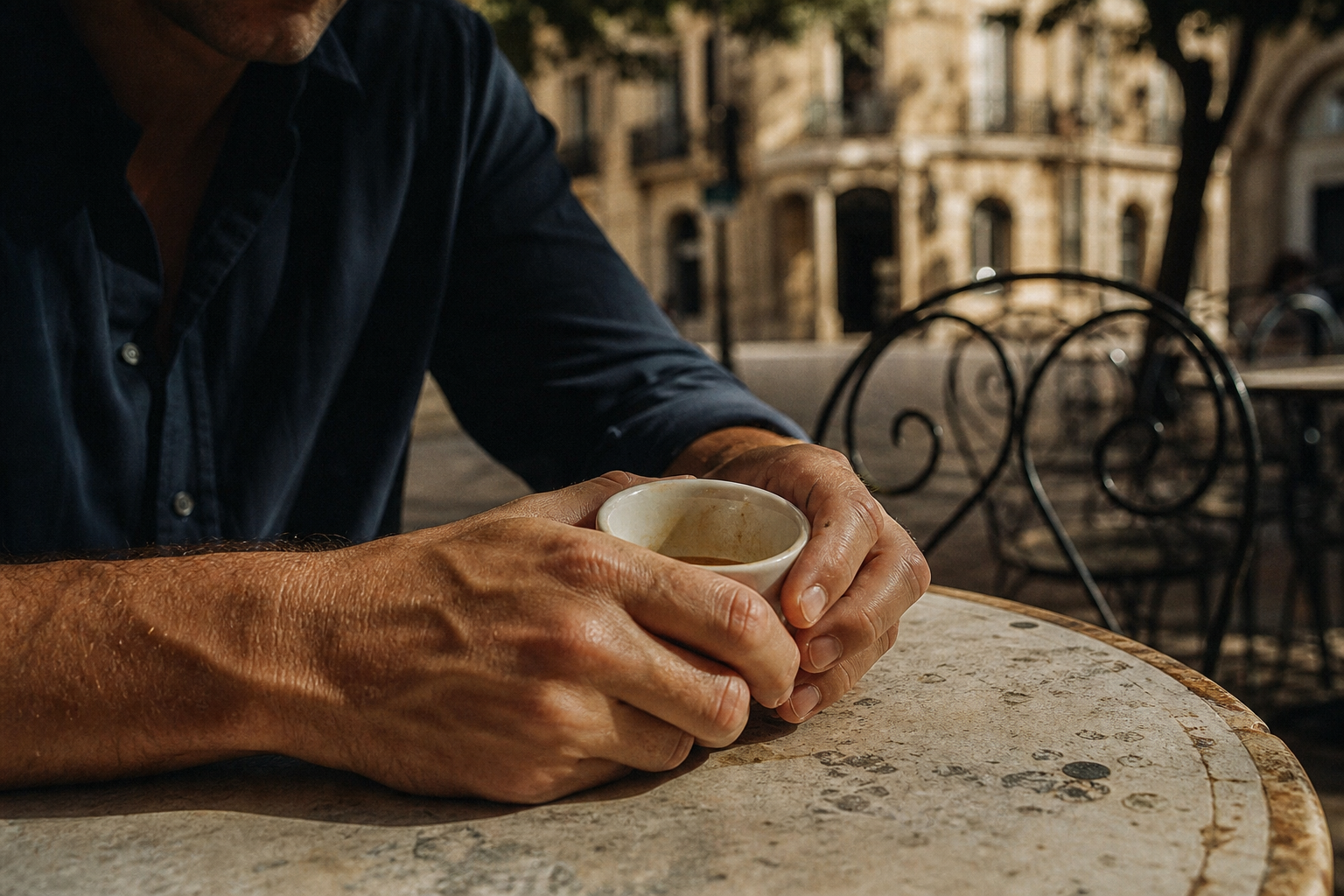 Home agafant una tassa de cafè buida: tornar a caure no és el final