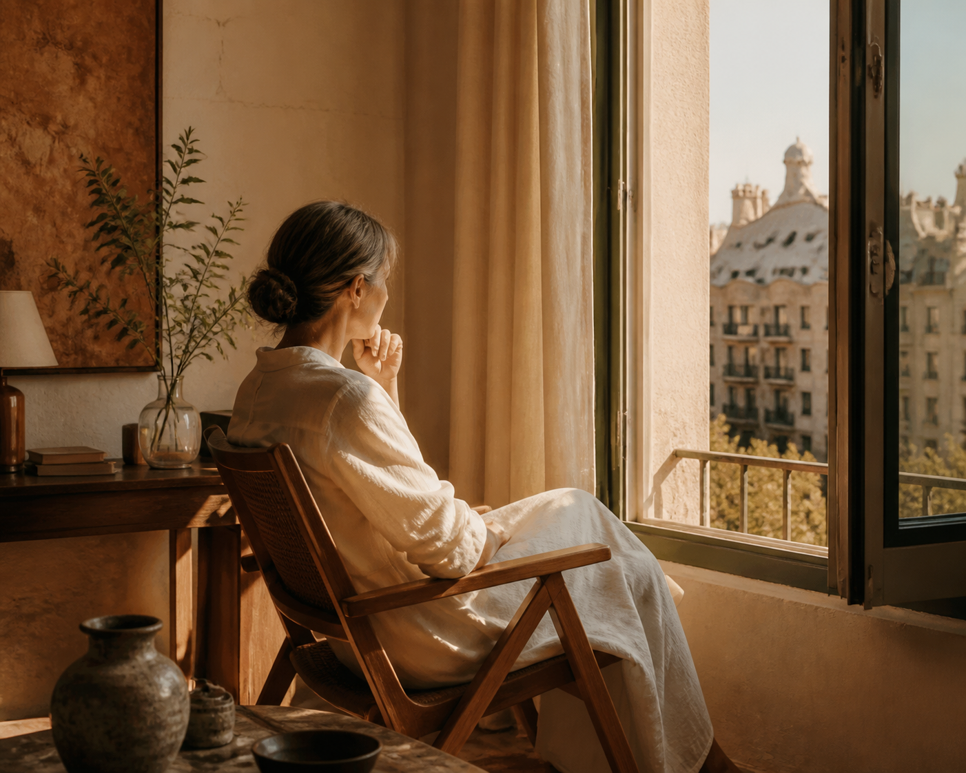 Desregulació emocional: persona contemplativa davant d'una finestra, simbolitzant el passat que envaeix el present